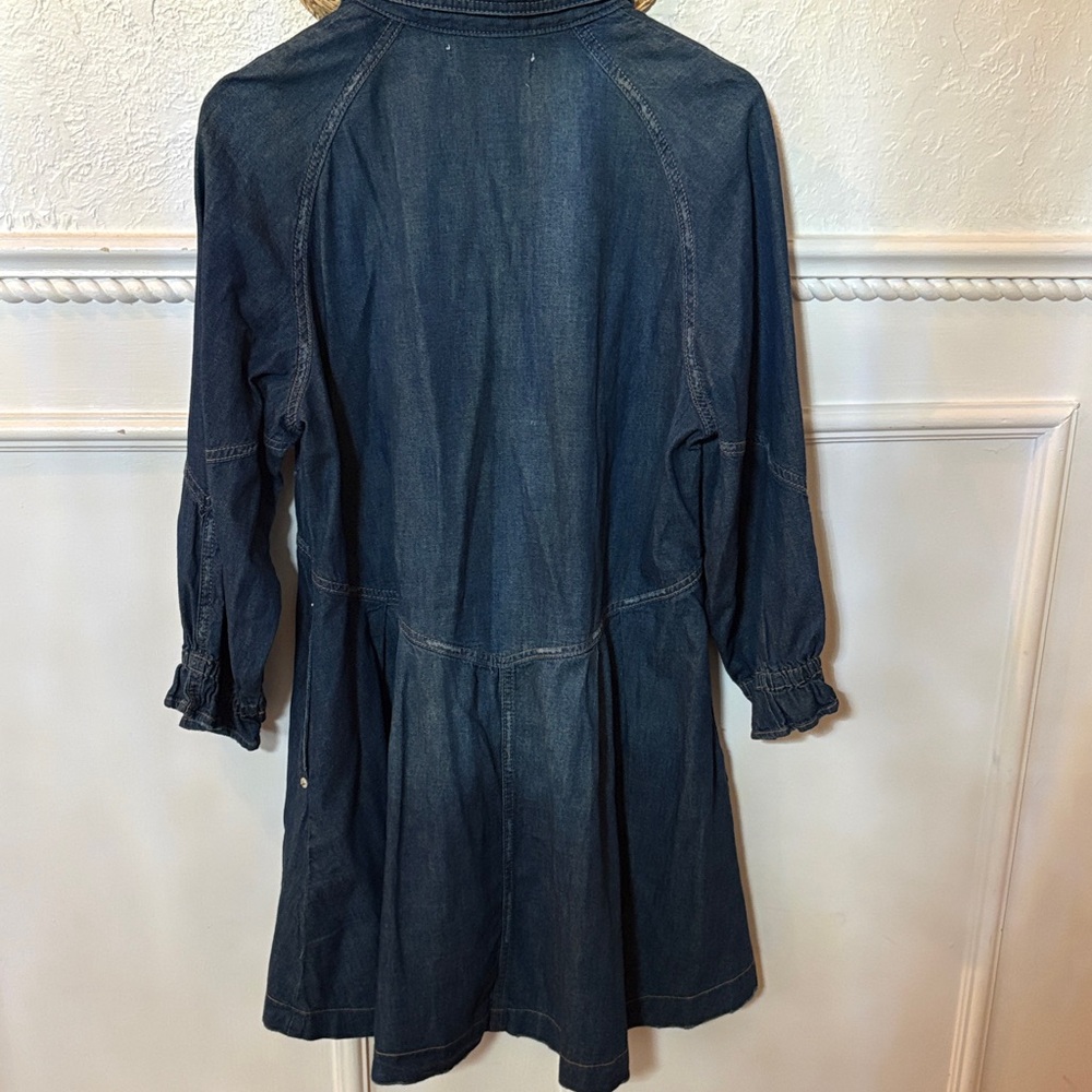 We The Free Dark Denim Blue Long Sleeve Button-Front Dress - Picture 7 of 9